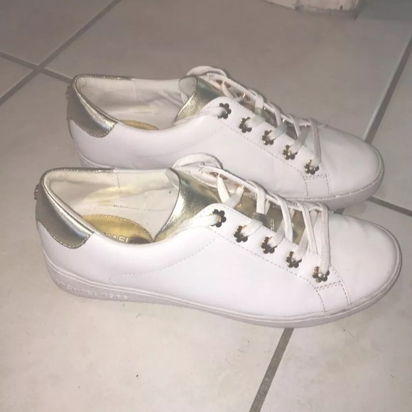 michael kors shoes white and gold